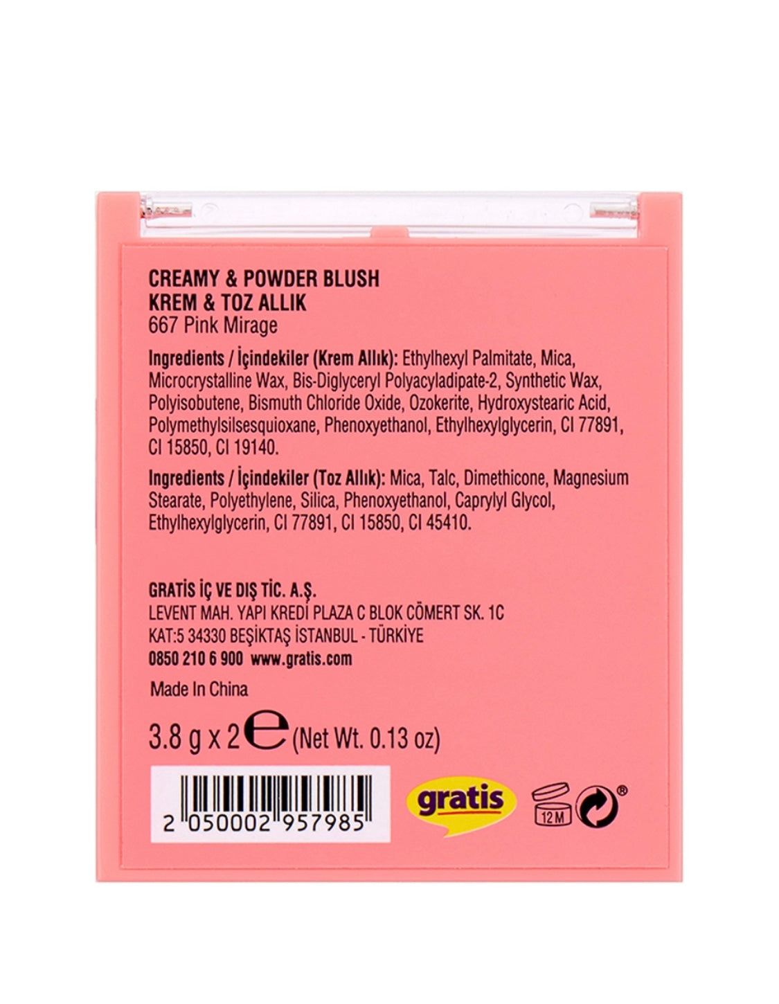 Beaulis VIBE IT Creamy & Powder Blush 667 Pink Mirage