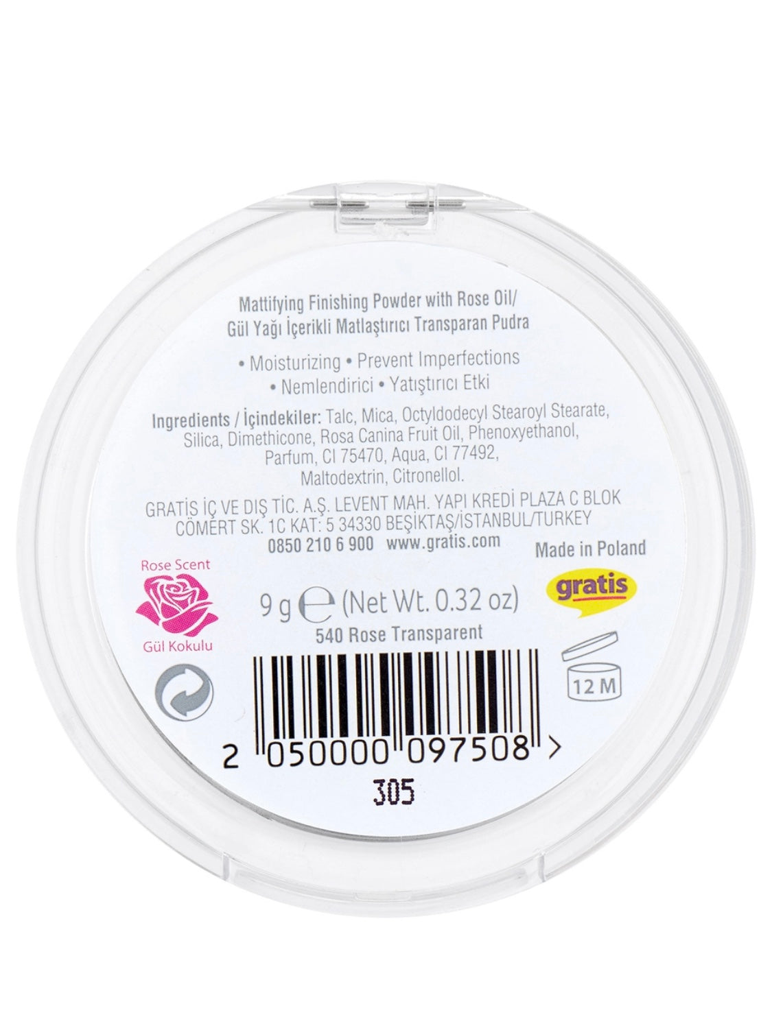 Beaulis FINISH IT Powder 540 Rose Transparent